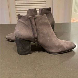 Vince camuto grey suede point toe bootie